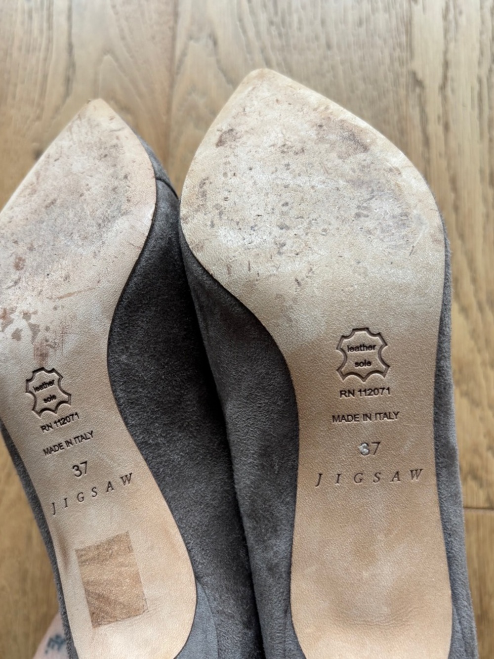 Jigsaw made in italy leather suede pumps gray womens 37/7 - Picture 5 of 7